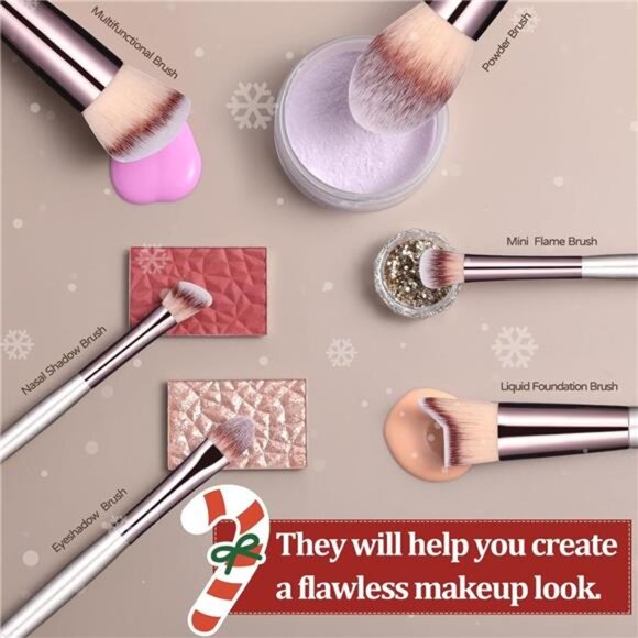 Makeup Brush Set 18 Pcs Premium Synthetic Foundation Powder Concealers - Picture 5 of 7